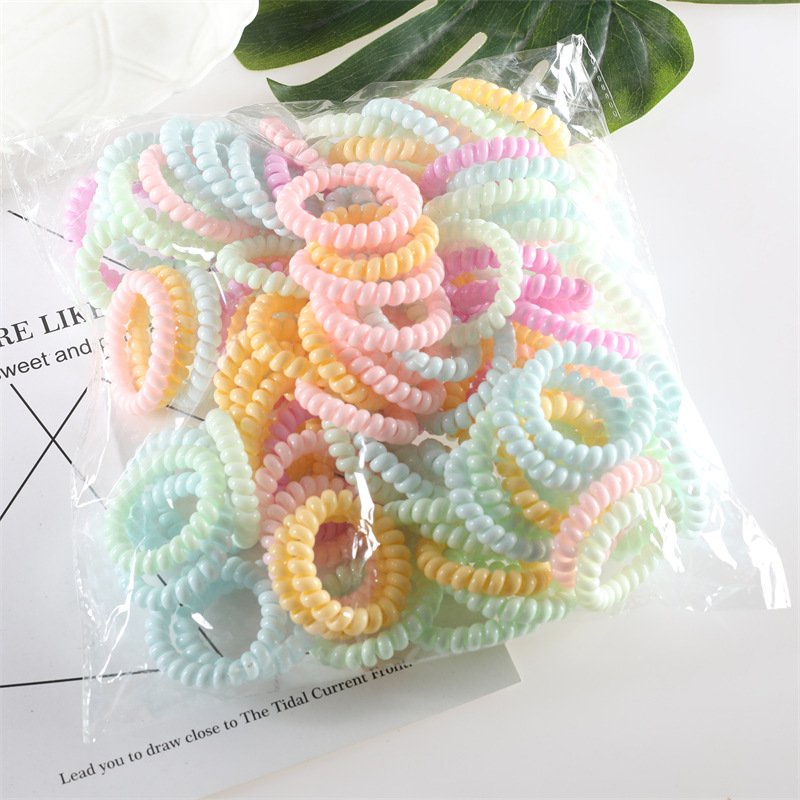 Thun cột tóc hình lò xo màu Pastel phong cách Hàn Quốc