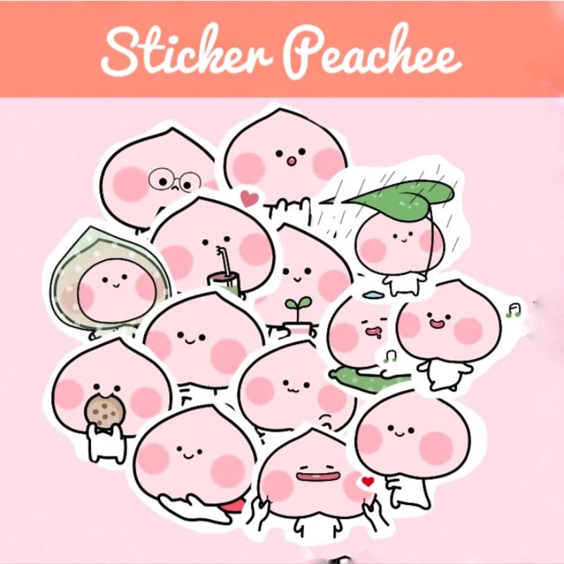 Hinh dán Sticker Peachee trái đào emoji đáng yêu trang trí sổ tay laptop điện thoại