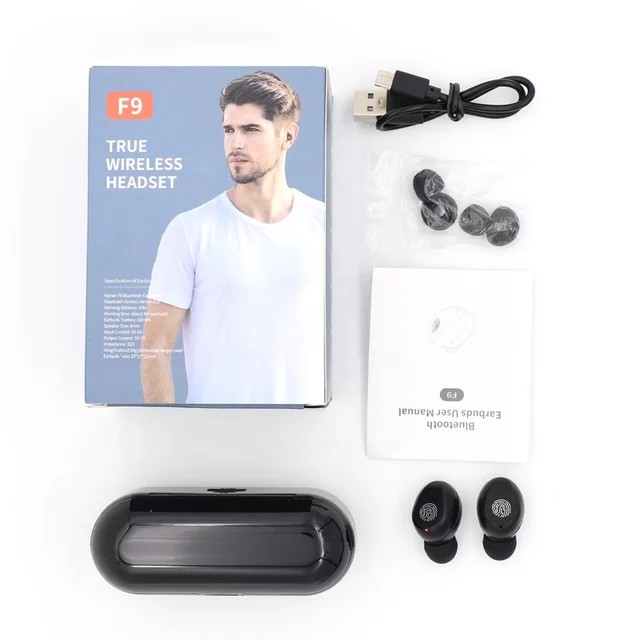 Tai nghe bluetooth Yoking F9 nút điều kiểm cảm ứng có đèn led, kén sạc dung lượng 2000 mAh kiêm sạc dự phòng