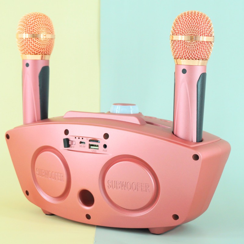 [Mã ELHACE giảm 4% đơn 300K] Loa karaoke mini di động SD-306 loa hát âm lớn, hát karaoke hay/Tặng Kèm 2 Mic Không Dây