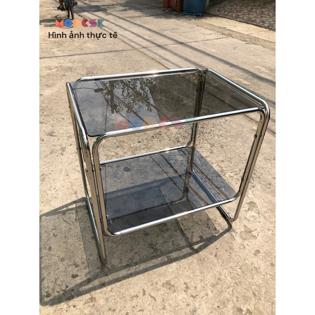 Bàn Trà Sofa 2 Tầng Decor Phòng Khách Modesk SS Table Glass Version1 Kính cường lực Khung Inox304