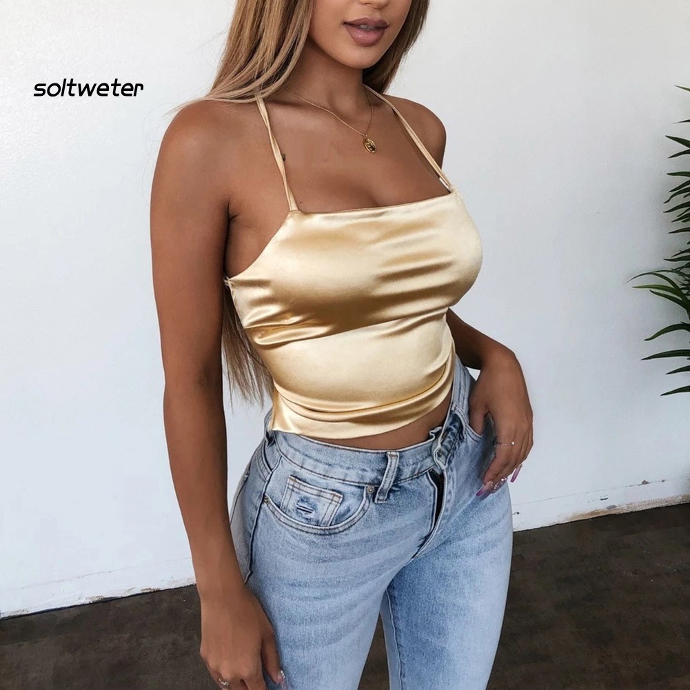 Áo Dây Nữ Lưng Trần Cộc Tay Quyến Rũ