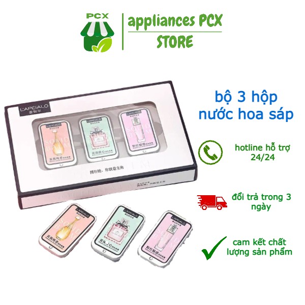 Bộ 3 nước hoa sáp LAPEIALO lưu hương từ 8-12 tiếng, 3 mùi hương khác nhau - nước hoa khô