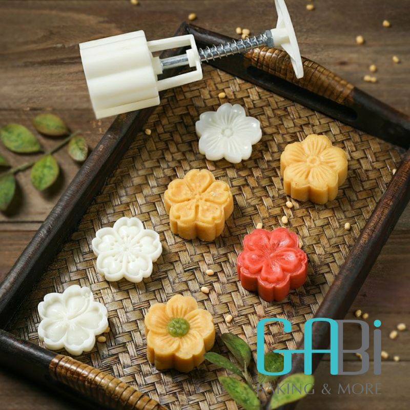 Khuôn trung thu 4 mặt hoa 5 cánh 50g