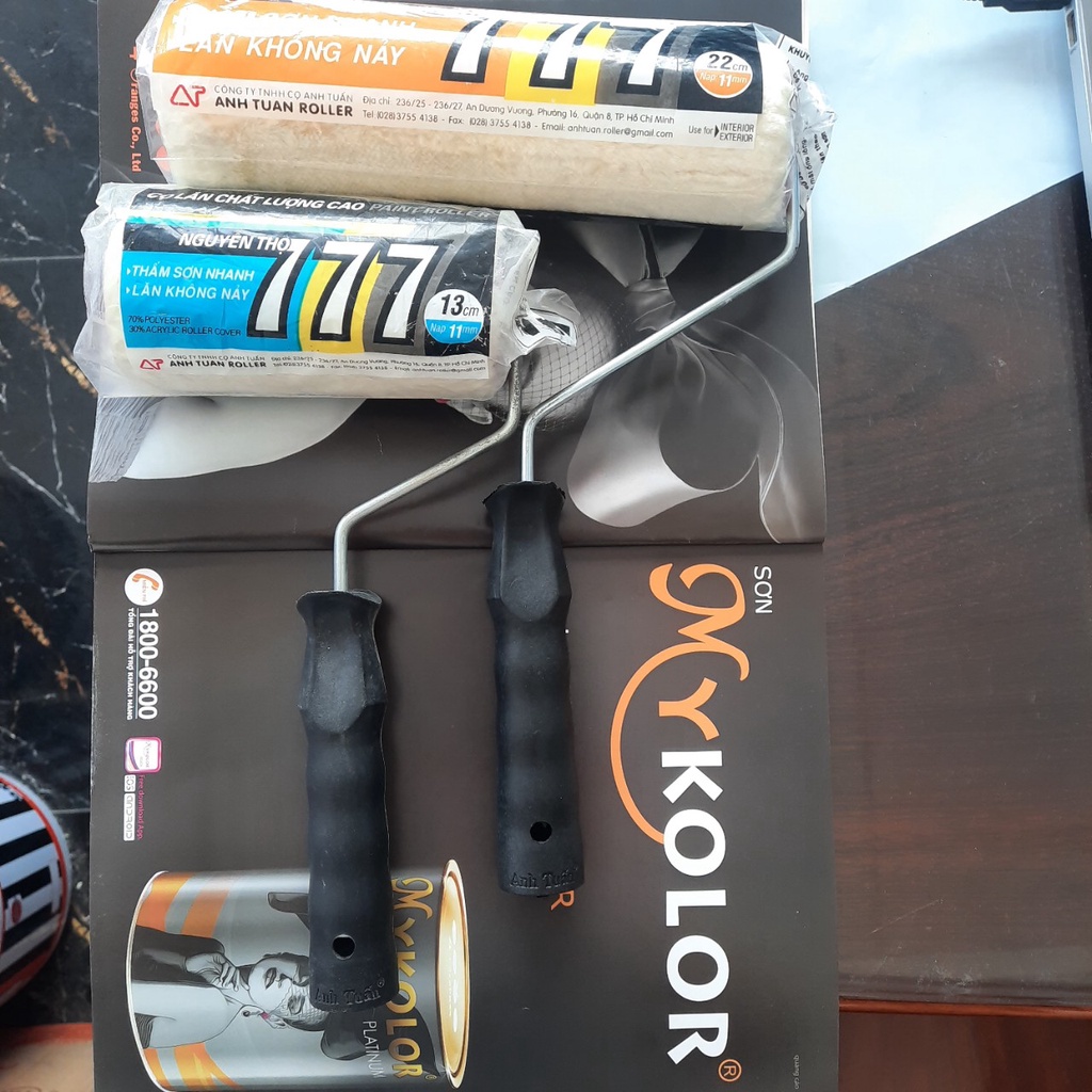 Lu lăn sơn bé, cọ (lô777) lăn sơn Anh Tuấn hàng chính hãng, con lăn siêu mịn dùng để lăn sơn nhà, sơ