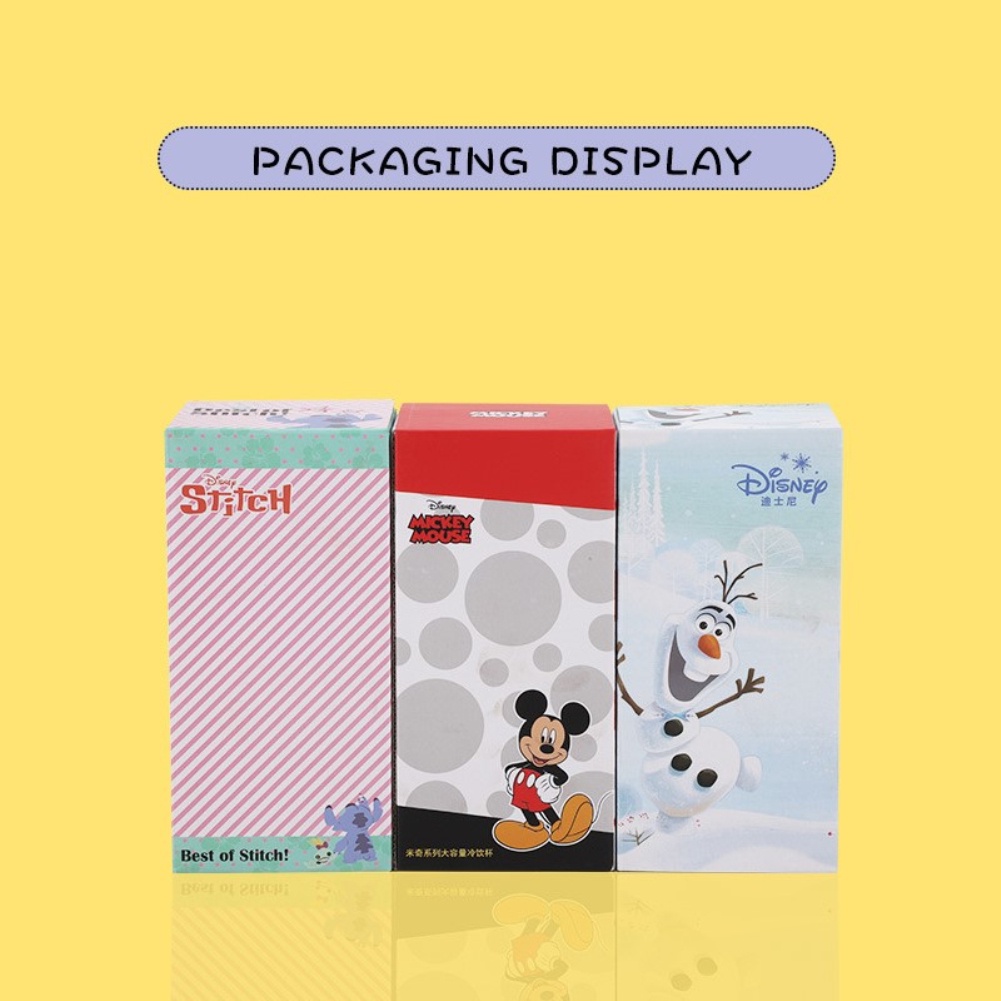 DISNEY Cốc Uống Nước Hai Lớp Kèm Ống Hút Họa Tiết Hoạt Hình 3d Chống Bỏng Cho Bé