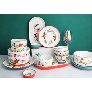 Bát đĩa sứ họa tiết vẽ tay - Bộ sưu tập Vườn hoa