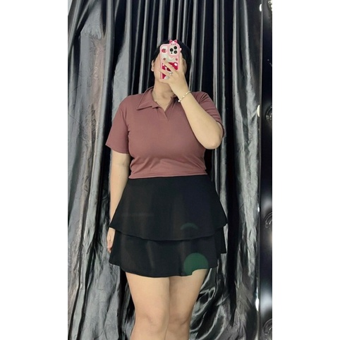 Áo thun POLO croptop chất gân Bigsize