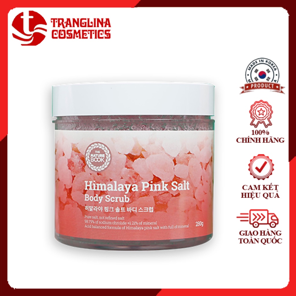 Muối Tắm Dưỡng Trắng Toàn Thân Từ Muối Hồng Himalaya The Nature Book Himalaya Pink Salt Body Scrub 280g