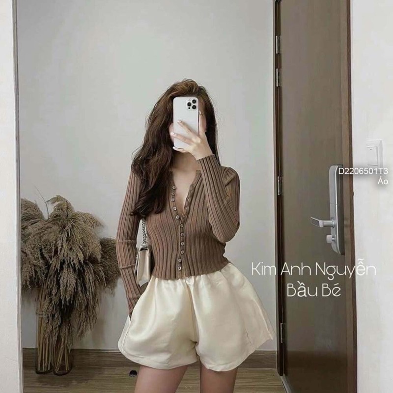Áo len gân phối nút gài dài tay TT2206