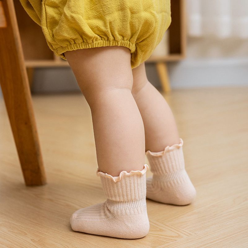 Set 3 đôi vớ cotton mềm thoáng khí chống trượt kiểu công chúa dễ thương 3 trong 1 cho bé gái