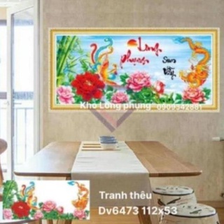 Tranh thêu Chữ thập Long phụng sum vầy   Dream valley mẫu mới  Dv6473 (112x53)chưa thêu