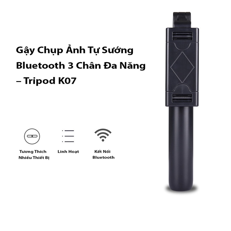 Gậy chụp ảnh tự sướng Bluetooth Tripod K07 3 chân đa năng chống rung xoay 270 độ Giá đỡ điện thoại để bàn để bàn - Orio