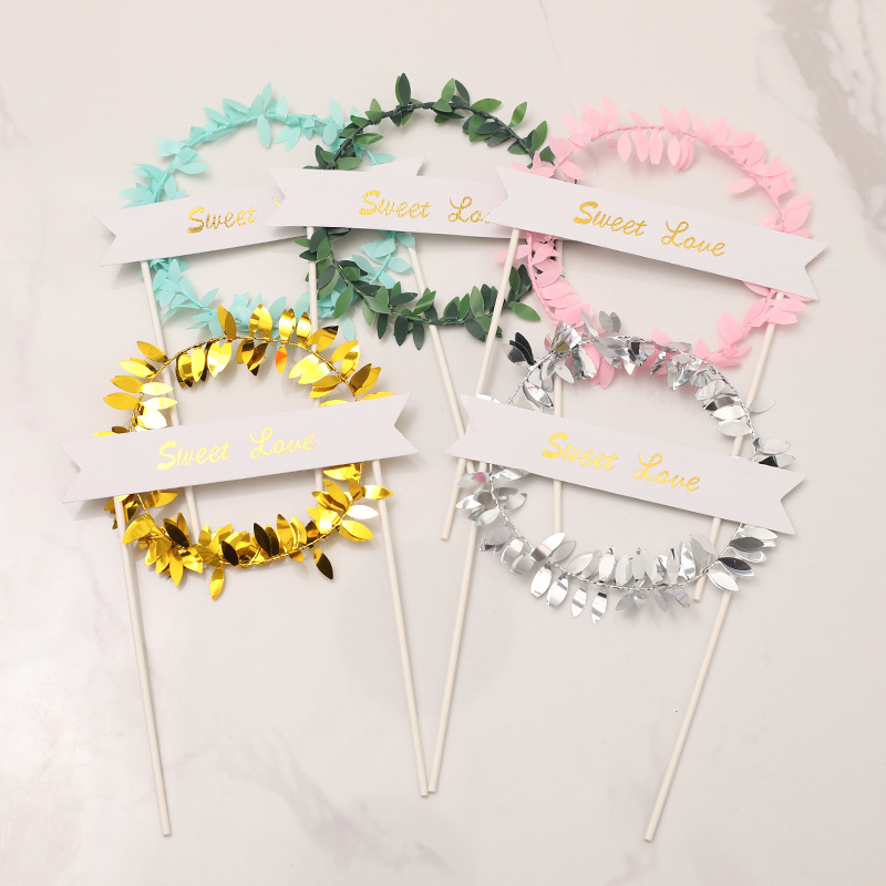 Vòng Lá Xanh Nhân Tạo Trang Trí Bánh Kem Sinh Nhật