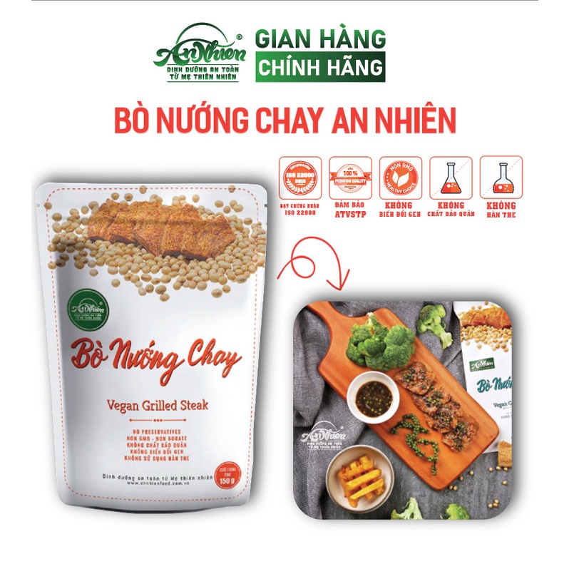 HÀNG CÔNG TY, Bò Nướng Chay An Nhiên 150g, Thịt Chay, Thực Phẩm Chay Dinh Dưỡng, Thuần Chay Healthy, Đồ Ăn Chay