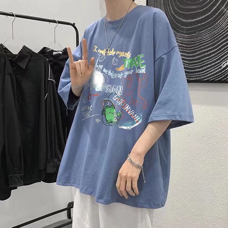 【M-8XL】Áo Thun Dáng Rộng Phong Cách Đường Phố Hip Hop Thời Trang Mùa Hè Giản Dị Dành Cho Nam Sinh