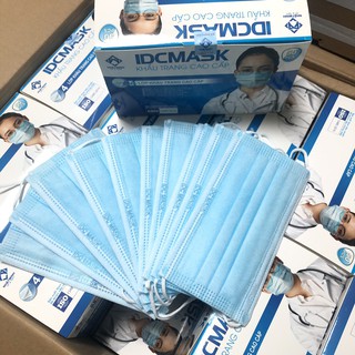 Khẩu trang y tế IDC 4 lớp giấy kháng khuẩn hàng công ty Nhật Minh hộp 50 chiếc