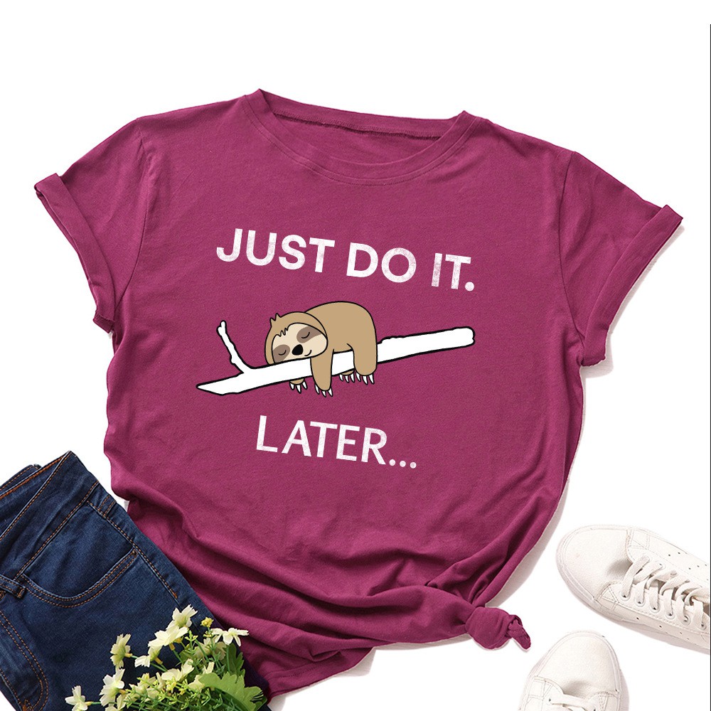 Áo thun phông nam nữ form rộng Familylove - Mẫu áo Unisex nam nữ Chú Lười JUST DO IT LATER..