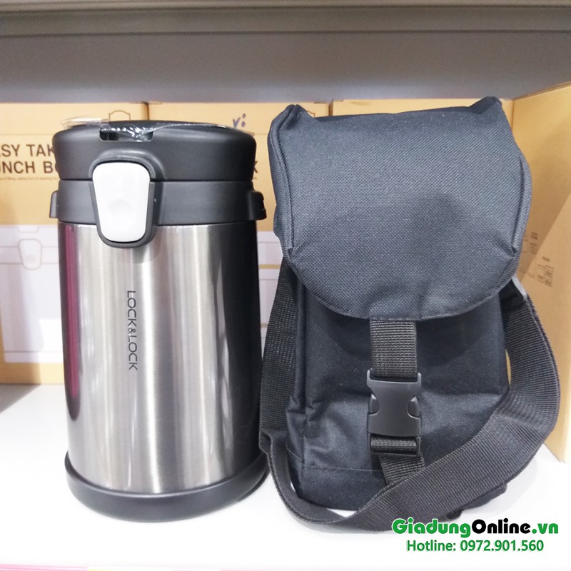 Bộ Hộp Cơm Giữ Nhiệt Easy Take Lunch Box Lock&amp;Lock LHC8034 2000ml màu xám Kèm Túi - Larva Store