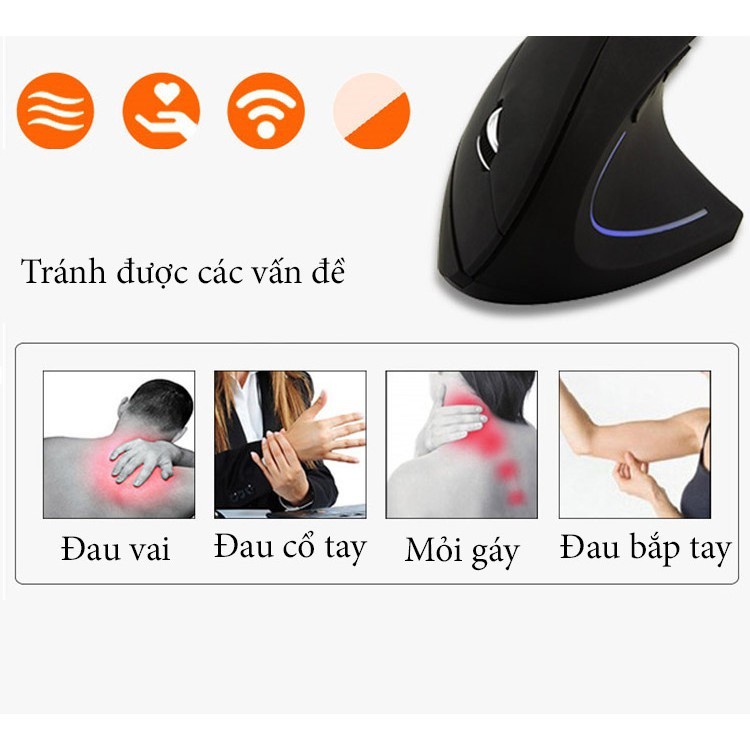 ♥️Dùng Là Mê♥️ Chuột Không Dây Ergonomic Mouse 2.4 GHz Chống mỏi tay-Chuột văn phòng thế hệ mới bảo vệ cổ tay