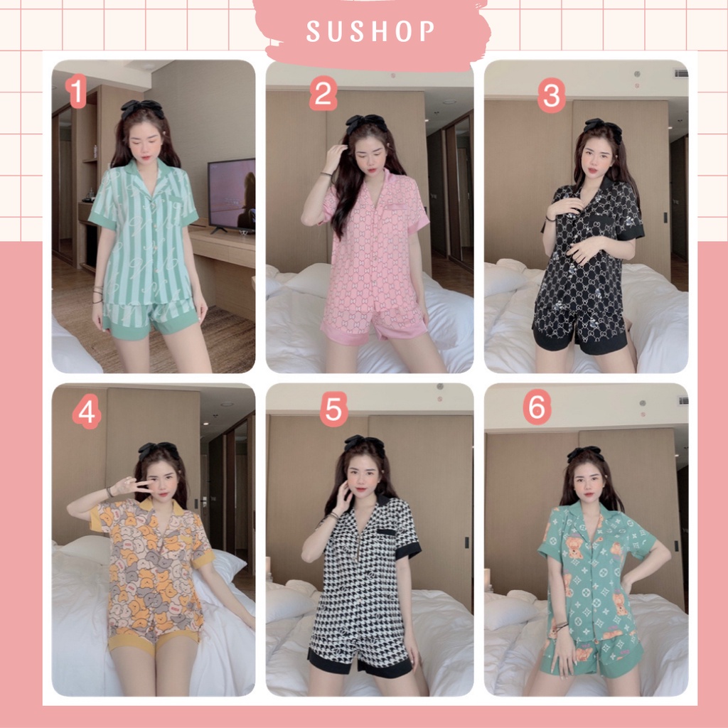 Bộ ngủ nữ Pyjama Đùi Chất Liệu Lụa Mango Vic Sang chảnh - Su shop