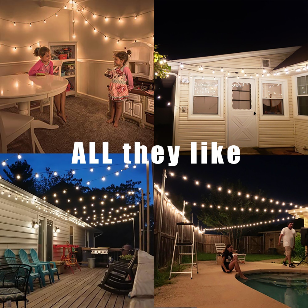 Set 25 Đèn LED G40 Bóng Tròn Năng Lượng Mặt Trời Trang Trí Giáng Sinh