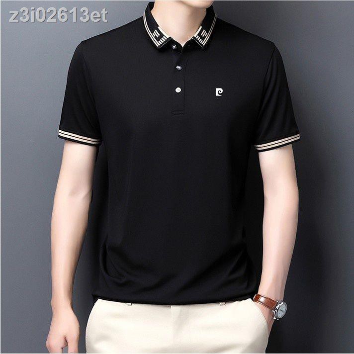 ❁ Áo thun nam ngắn tay có ve Pierre Cardin dành cho giới trẻ và trung niên lụa mỏng mùa hè POLO