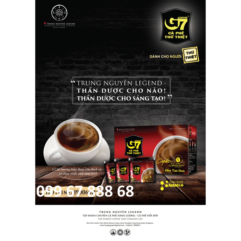 Cà Phê G7 Hòa Tan Đen Trung Nguyên  - hộp 15 gói