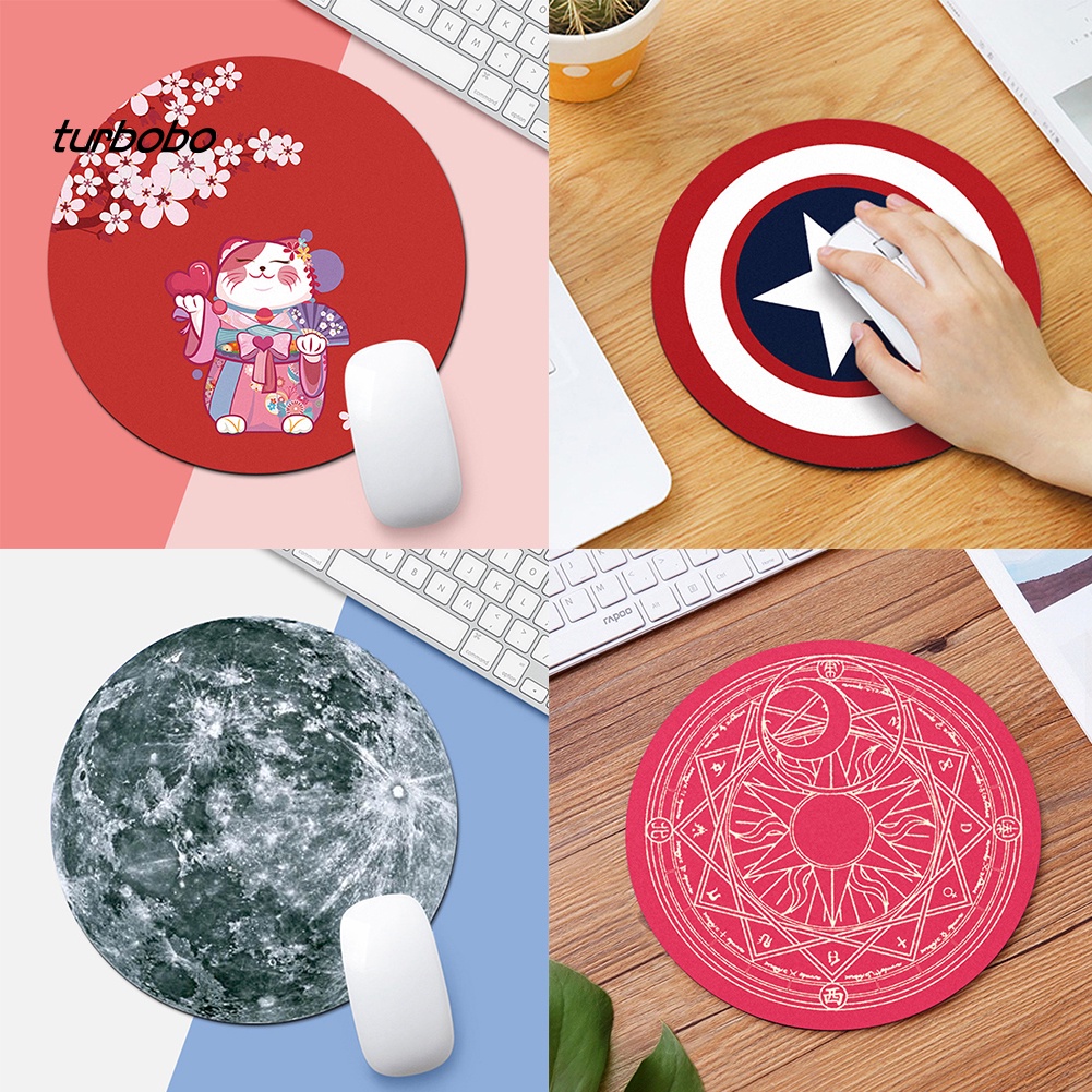 Tấm lót chuột máy tính hình tròn nhiều họa tiết hoạt hình