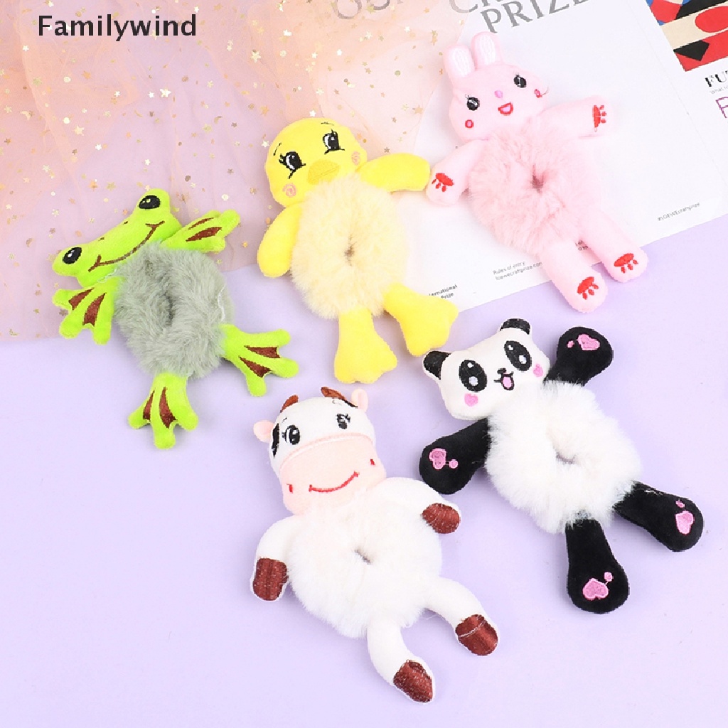 Dây Cột Tóc Đuôi Ngựa Co Giãn Hình Thỏ / Gấu Trúc / Ếch Nhồi Bông