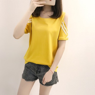 Áo thun big size khoét vai viền sọc trắng size lớn 60-70kg