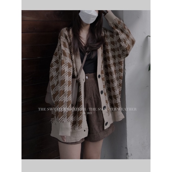 [Mã SKAMPUSH11 giảm 10% đơn 200k] Áo khoác cardigan HOẠ TIẾT dáng dài 2 màu BE/NÂU ( Ảnh thật ) | BigBuy360 - bigbuy360.vn