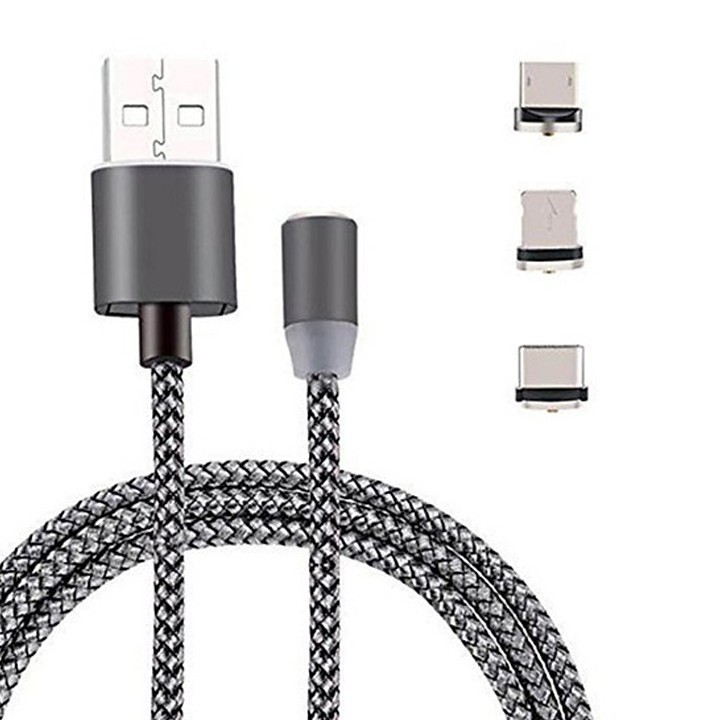 [ BÁN NHIỀU NHẤT ]Cáp sạc từ hút nam châm đầu Iphone | micro USB | Type C xoay 360 độ dây dù,có LED cao cấp