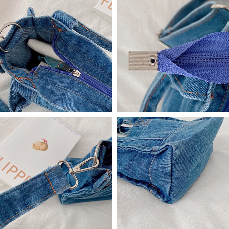 Túi đeo chéo vai vải denim sành điệu cá tính dành cho phái nữ