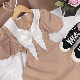 ĐẦM NUDE CỔ TRẮNG