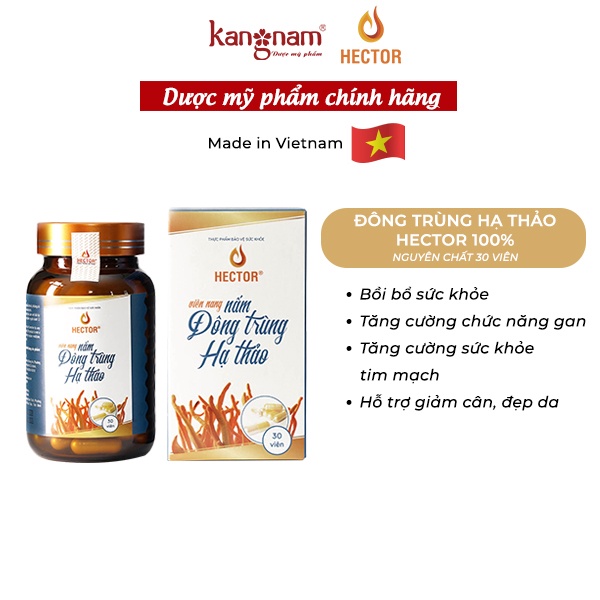 [Mã FMCGMALL -8% đơn 250K] Đông Trùng Hạ Thảo Hector 100% nguyên chất 30 Viên