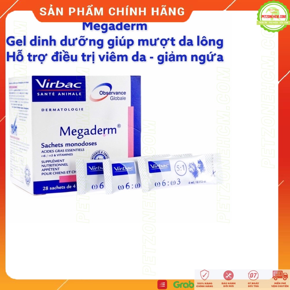 Gel dinh dưỡng Virbac Megaderm chó mèo ️ FREESHIP ️ gói 4ml bổ sung vitamin,dinh dưỡng omega,đẹp da,giảm sưng đỏ ngứa