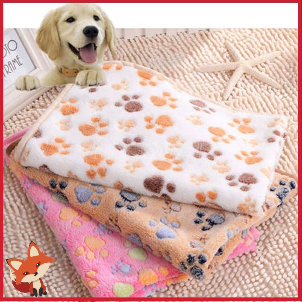 Chăn Flannel Thoải Mái Họa Tiết Dấu Chân Cún Cưng Xinh Xắn