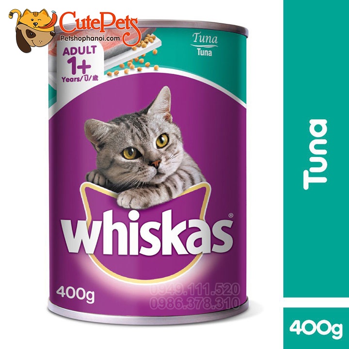 Thức ăn cho mèo, PATE LON Whiskas Adult 400g - Phụ kiện thú cưng Hà Nội