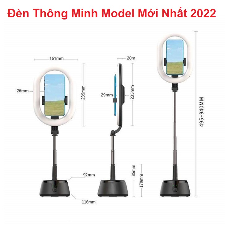 Đèn Led A10 Livestream, Loại Thông Minh, Tự Nhận Diện Khuôn Mặt Chủ Nhân, Kẹp Điện Thoại - Chuyên Chụp Ảnh - Quay Video