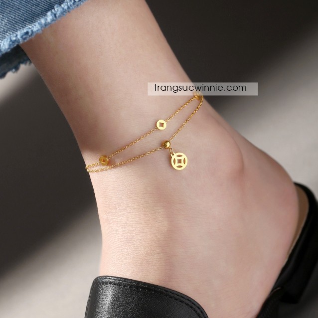 Lắc chân nữ titan kim tiền VG