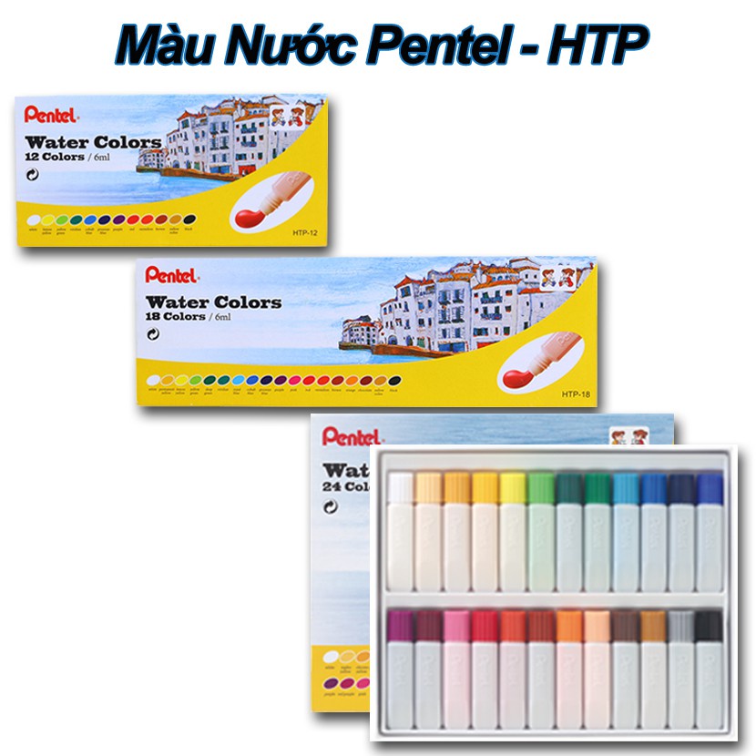 Màu vẽ nước Pentel 12/18/24 màu HTP-12/18/24