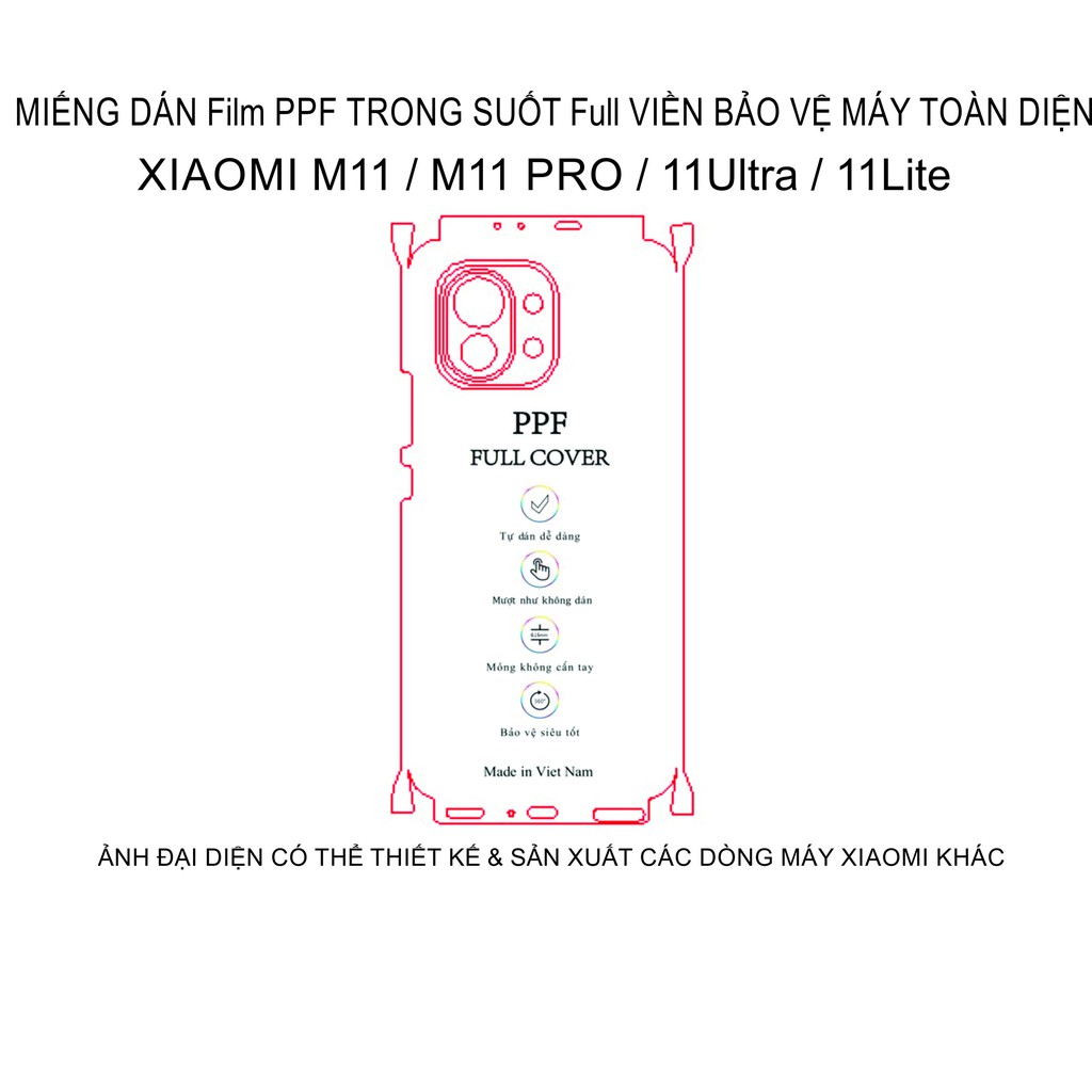 Miếng Dán Film PPF FUll viền XIAOMI mi 11 / mi 11pro / mi 11 ultra / mi 11 lite Bảo vệ máy tránh trầy xước toàn diện