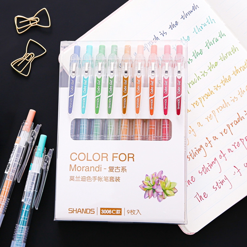 Set 9 Bút Bi Ngòi 0.5mm Nhiều Màu Sắc Xinh Xắn