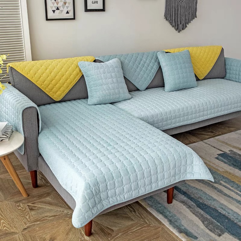 Vỏ Bọc Đệm Ghế sofa 1 / 2 / 3 / 4 / Chỗ Ngồi Hình Chữ L Bằng Nhung Dày Thân Thiện Với Da