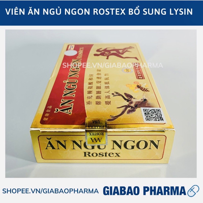 Viên Ăn Ngủ Ngon Rostex bổ sung omega 3, lysin, kẽm loại bỏ mất ngủ, căng thẳng, stress - Chai 60 viên/30 viên | Thế Giới Skin Care