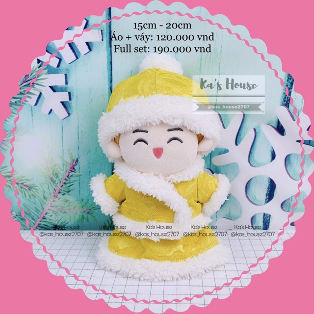 {15cm-20cm} CÓ SẴN - Set thổ cẩm, set áo váy mũ, outfit doll, outfit cho doll