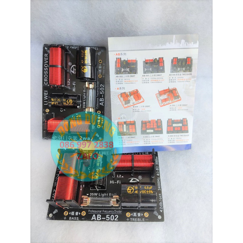 MẠCH PHÂN TẦN 2 LOA AB502 - DÙNG CHO 1 BASS 1 TRÉP