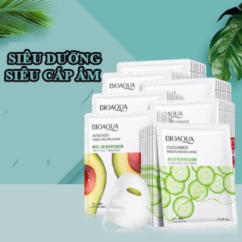 Mặt nạ cao cấp nội địa trung bioqua cấp ẩm, ngừa mụn, mềm mịn, làm trắng da, lựu, nha đam, trà xanh.