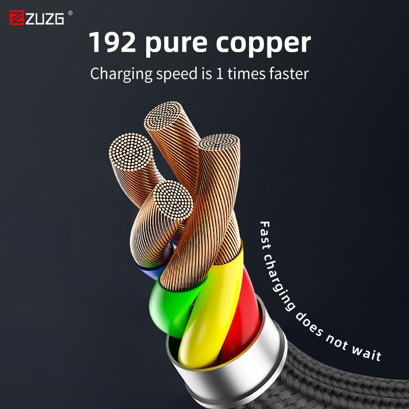 Cáp sạc nhanh siêu bền bọc dù 5A ZUZG bảo hành 12th